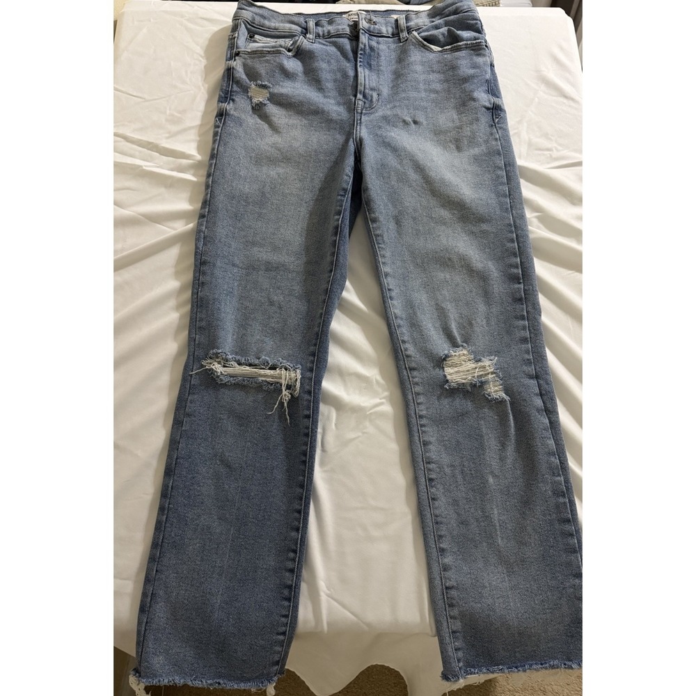 Kensie The Slim Distressed High Rise Jeans Light Wash‎ 8/29 Boho Streetwear